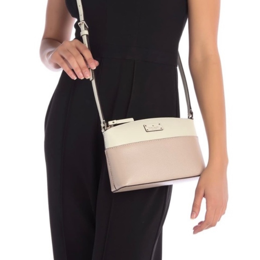 KATE SPADE GROVE STREET MILLIE LEATHER CROSSBODY TAN AND CREAM